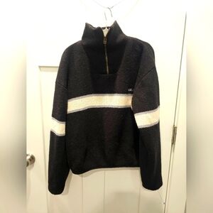 Everest Wool Blend Quarter Zip Pullover Sweater Black Small